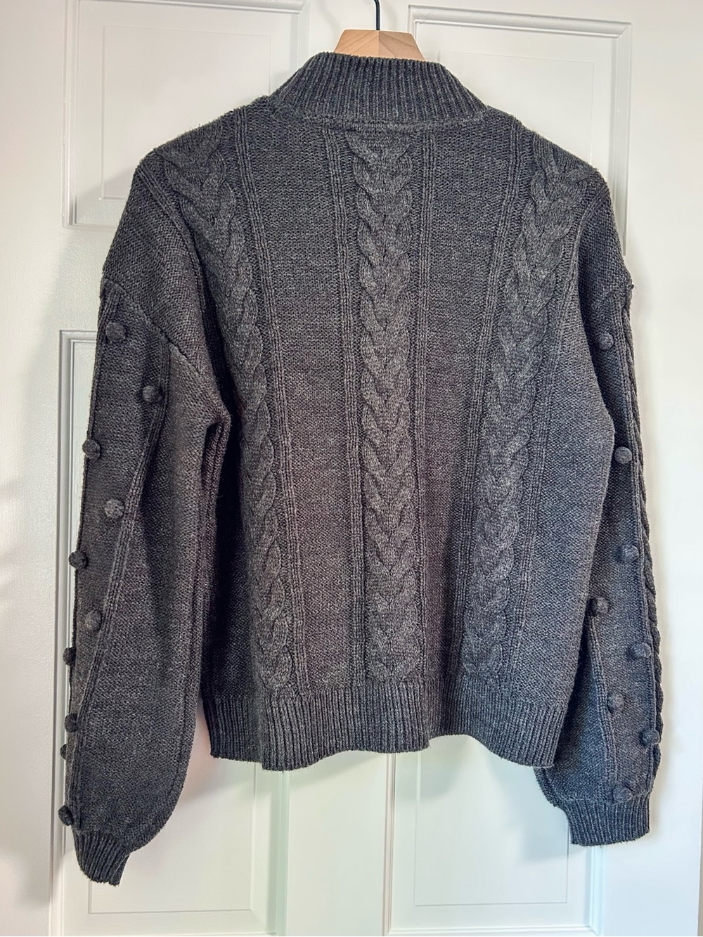 CLOTH BY RD Buckle Ash Grey Cable Knit Bobble Mock Neck Sweater Medium - Picture 4 of 5